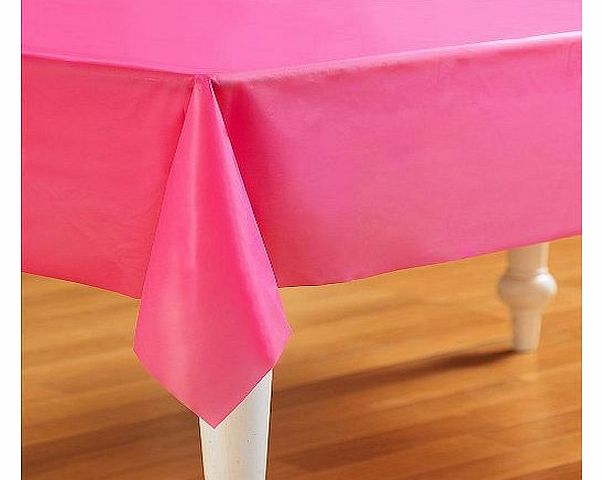 Hot Pink Plastic Tablecover/Tablecloth {54`` x 108``}{137cm x 274cm}